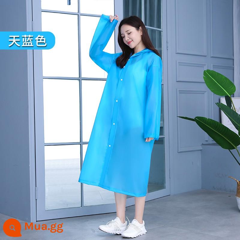 Áo Mưa Thân Dài Chống Bão Nam Nữ Trưởng Thành Dày Đi Mưa Di Động Ngoài Trời Đi Xe Poncho Dùng Một Lần - Sky Blue [5 gói, chất liệu cực dày được nâng cấp]