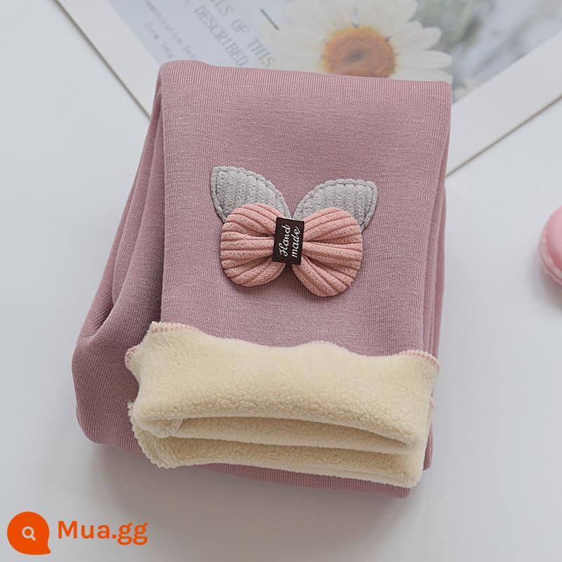 Quần nhung bên trong dành cho bé gái bằng nhung và cotton nguyên chất dày dặn Quần nhung đa năng dành cho trẻ em để mặc bên ngoài Quần dài kiểu nước ngoài dành cho nữ mùa thu đông - Taro Purple