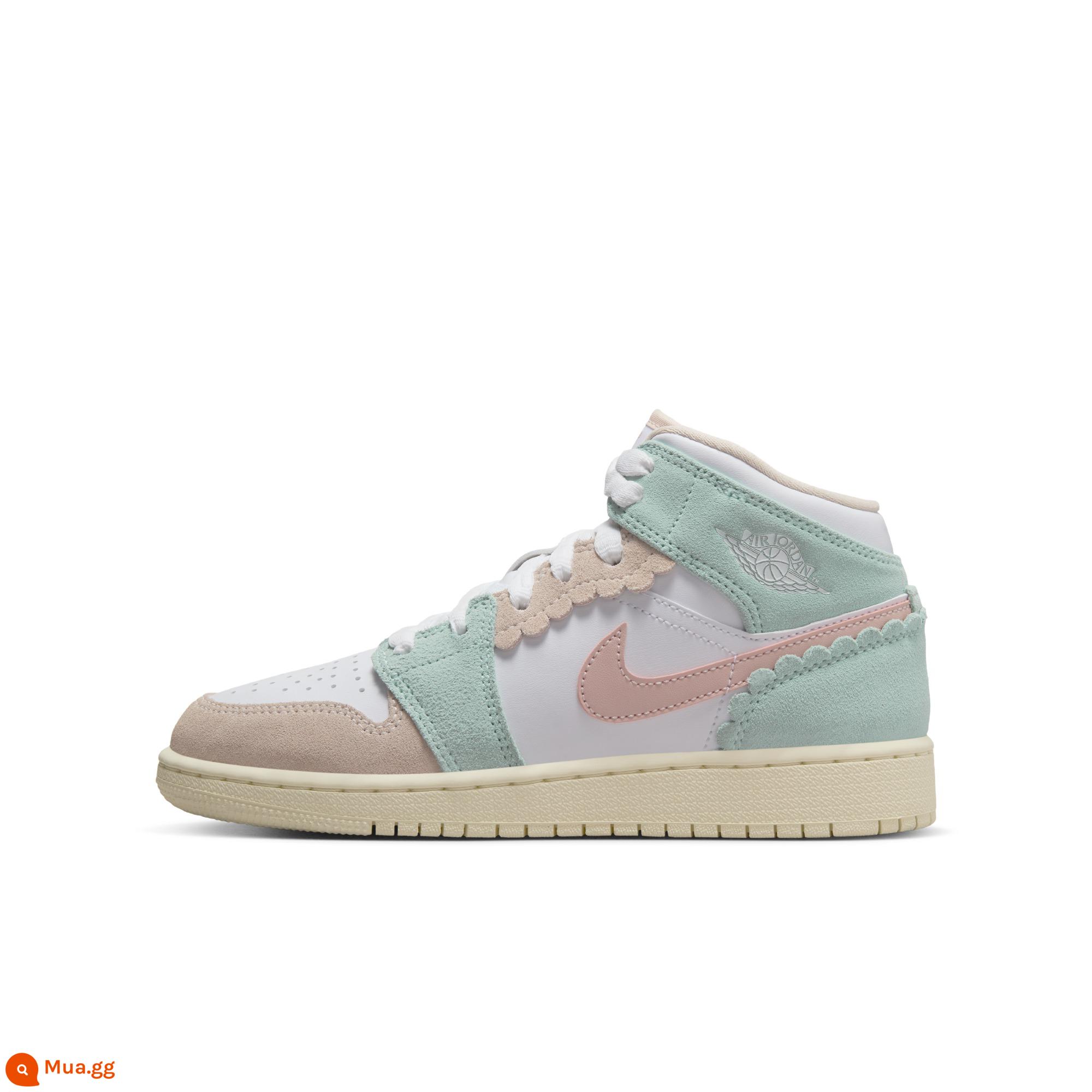 Jordan chính thức Nike Jordan bé gái AJ1 giày thể thao trẻ em cỡ lớn ống giữa DZ5361 - 100 Trắng/Hồng Oxford/Xanh Ngọc Đá/Quả Ổi Đá/Sữa Dừa