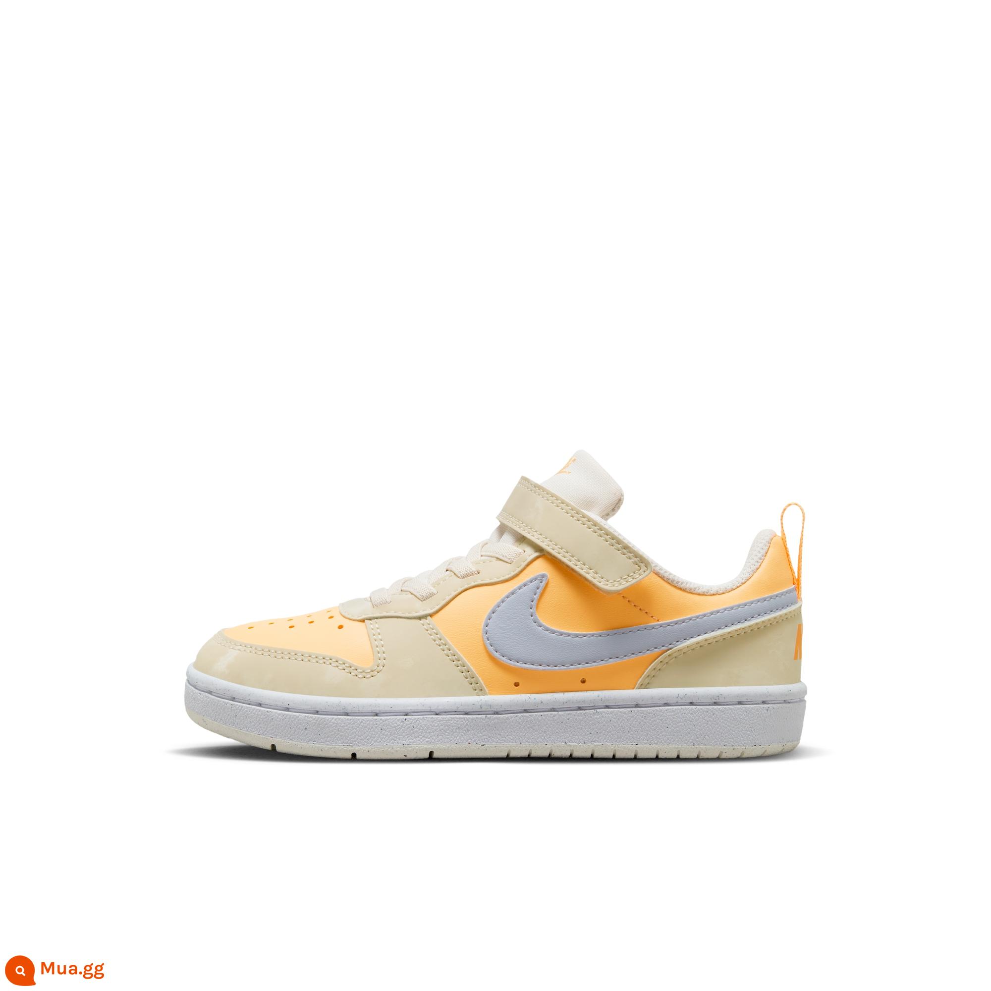 Nike Giày thể thao trẻ em Nike COURT BOROUGH chính thức cho bé trai giày thể thao mùa đông cổ thấp DV5457 - 107 màu ngà nhạt/xám bóng đá/cam dưa nhạt/trắng