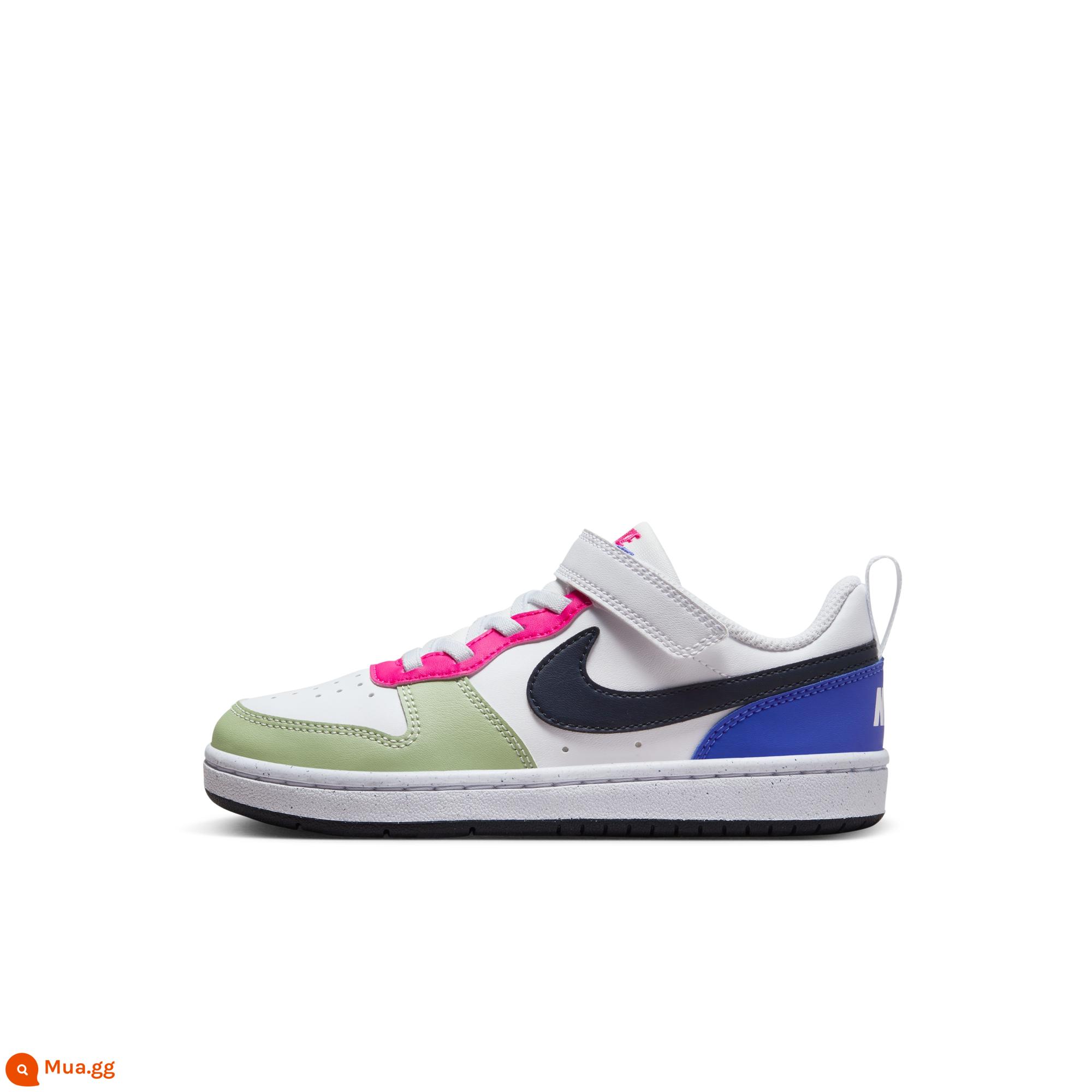 Nike Giày thể thao trẻ em Nike COURT BOROUGH chính thức cho bé trai giày thể thao mùa đông cổ thấp DV5457 - 108 trắng/xanh đậm đen/hồng đam mê/xanh lục lam nhạt