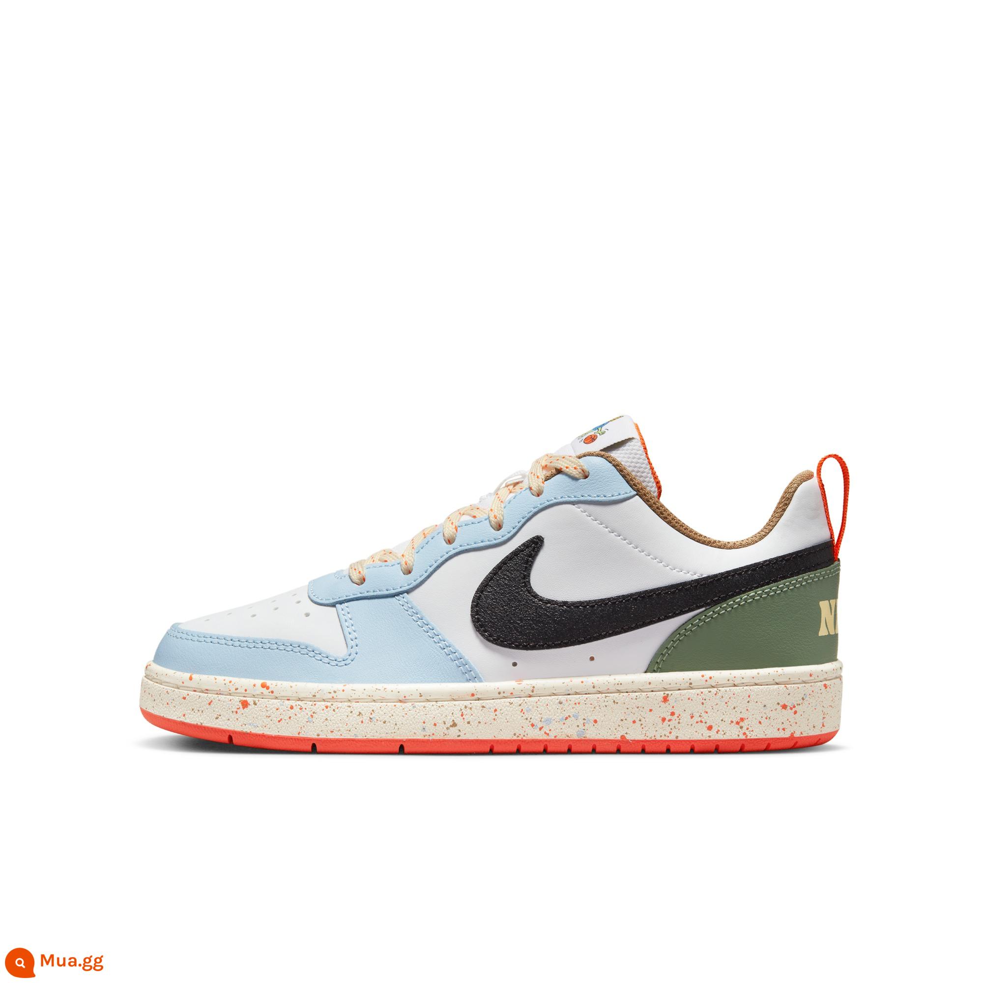 Nike Nike chính thức dành cho trẻ em TÒA ÁN BOROUGH THẤP 2 giày thể thao trẻ em lớn giày thoải mái DX6052 - 101 trắng/đen/buồm trắng/thạch cao/cam an toàn/xanh lapis