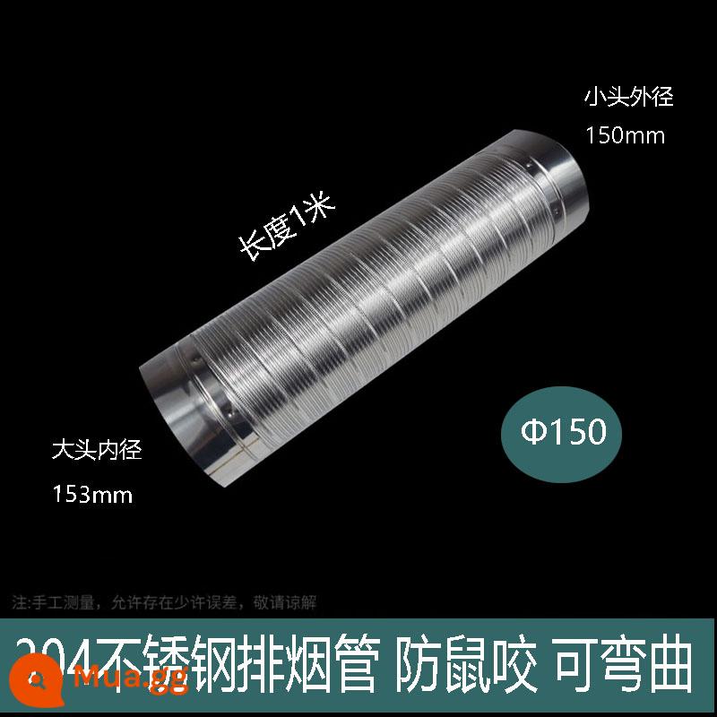 Ống xả ngoài phạm vi ống xả Ống khói inox 304 Ống xả khói kim loại chịu nhiệt độ cao 180 Ống khói cứng chống chuột - Thép không gỉ 150mm*1m có khớp lớn nhỏ để lắp ghép