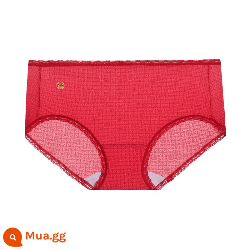 AIMER quần lót nữ màu đỏ năm hoàng đạo bronzing phước lành da đàn hồi quần boxer lưng giữa AM238041 - Màu đỏ son YH7