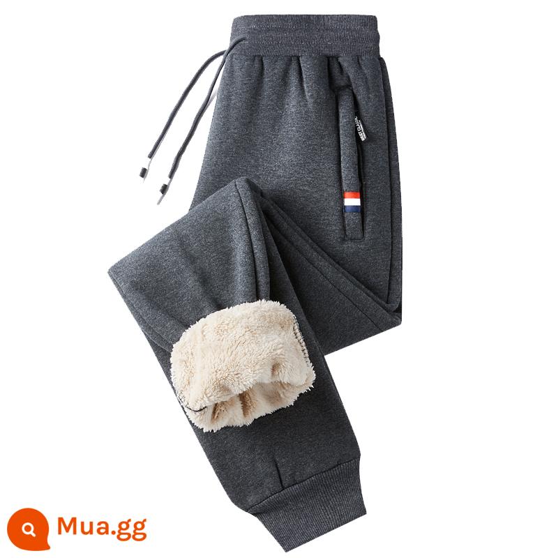 Sherpa Nhung Quần Thể Thao Nam Plus Nhung Dày Ấm Quần Âu Trẻ Trung Hàn Quốc Dáng Rộng Quần Quần Tây Nam - K10 đóng cửa màu xám đậm