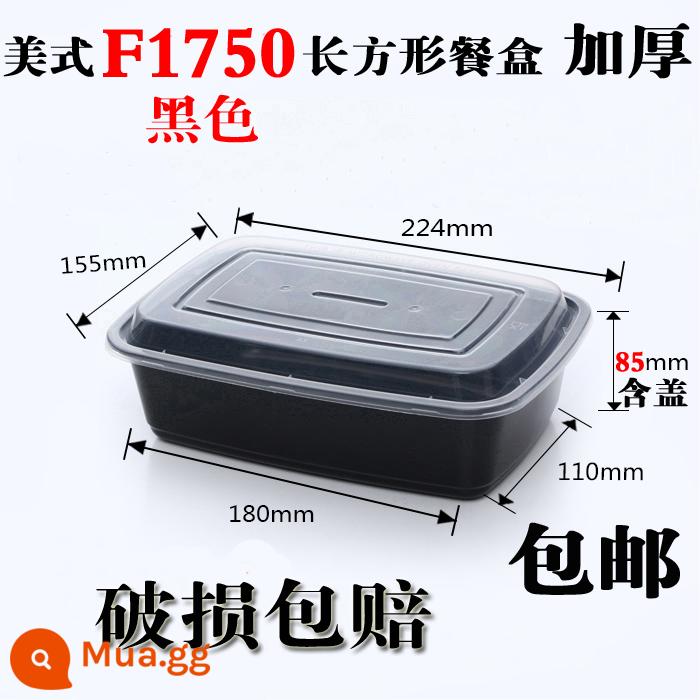 750ML Mỹ hình chữ nhật hộp cơm trưa dùng một lần 900ML giao hàng bao bì hộp tròn đen nắp lồi hộp cơm trưa bát canh - Bộ chữ nhật F1750 đen 150