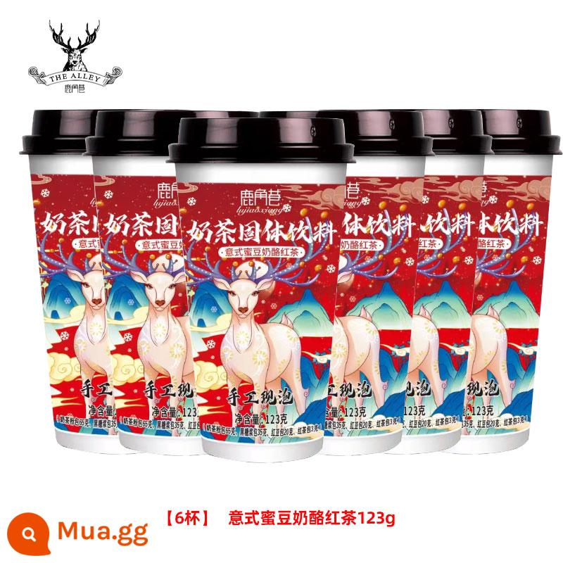 Lujiao Lane Milk Tea Cow Cuckoo Trà trang web chính thức Bang Red tay Shake Cup Cup Milk Tea Tea Sugar Pills Box Pearl Boxing Uống - [Trà đen phô mai đậu mật ong Ý 123g*6 cốc]