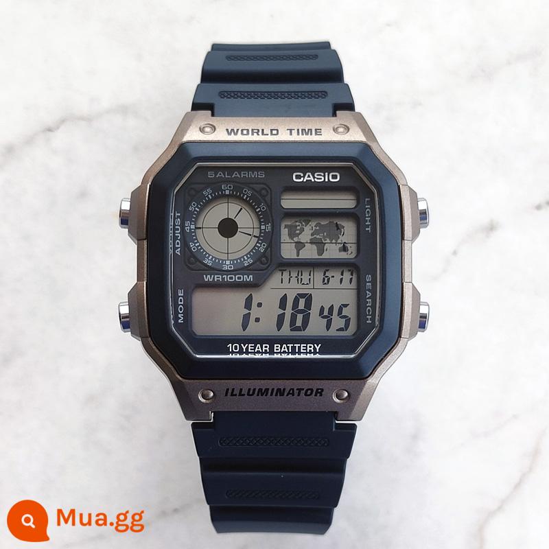 Đồng hồ Casio CASIO AE-1200WH-1C đồng hồ điện tử nhựa sinh viên thể thao chống thấm nước phong cách cổ điển đa chức năng - AE-1200WH-5A đường kính ngoài 42,1MM đi kèm với phim