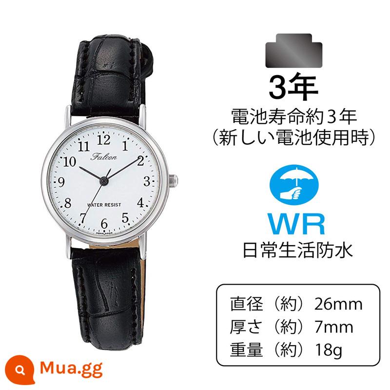 Đồng hồ CITIZEN Falcon Q&Q Falcon QB38-304 học sinh thi chống nước đơn giản phù hợp mọi lứa tuổi - Q997-304 mặt trắng dây đen nữ