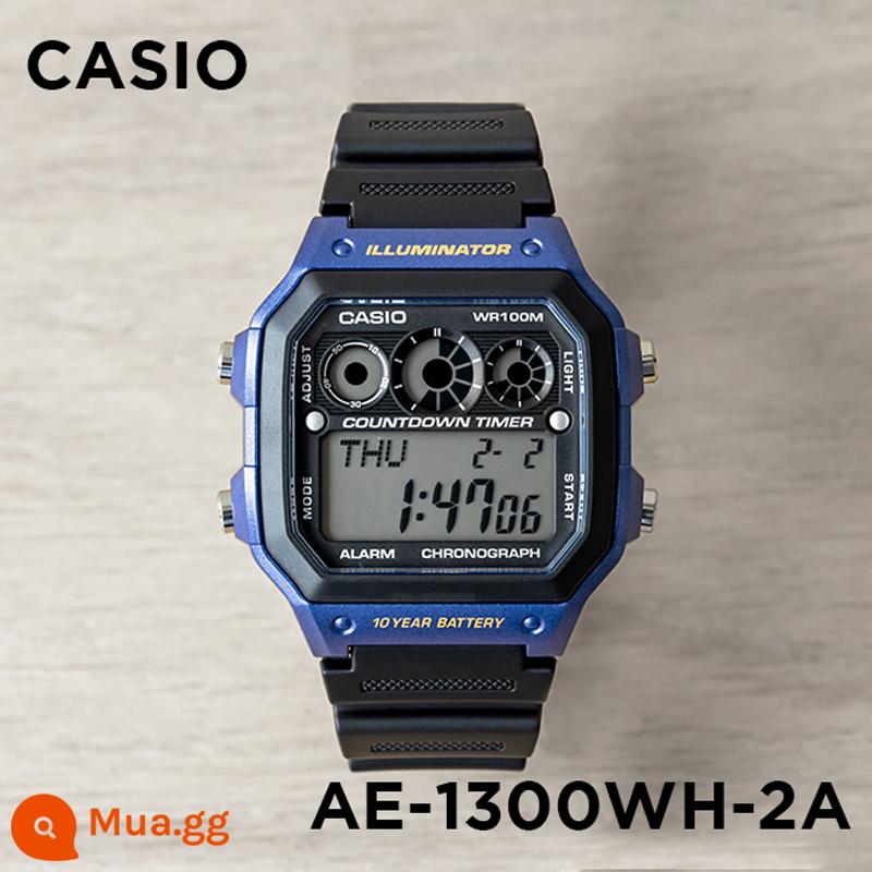 Đồng hồ Casio CASIO AE-1200WH-1C đồng hồ điện tử nhựa sinh viên thể thao chống thấm nước phong cách cổ điển đa chức năng - AE-1300WH-2A khung ngoài màu xanh đen 42,1MM đi kèm với phim