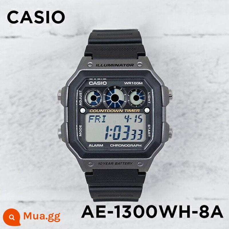 Đồng hồ Casio CASIO AE-1200WH-1C đồng hồ điện tử nhựa sinh viên thể thao chống thấm nước phong cách cổ điển đa chức năng - AE-1300WH-8A khung ngoài màu xám đen đường kính ngoài 42,1MM phim miễn phí