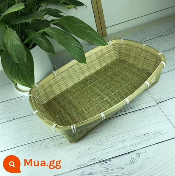 Vòng hộ gia đình tết bún bằng tre hộp giỏ tre đặt giỏ bún hấp nhà bếp bện mây bện đựng rau giỏ trái cây nhỏ màu xanh - Mẫu ngắn vuông 35*24cm