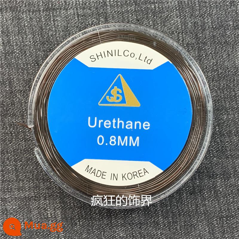 Hàn Quốc nhập khẩu dây gân bò tròn dây thun còng tay dây thun trong suốt đeo hạt và dây pha lê chắc chắn, chống mài mòn - Màu cà phê 0,8mm, 40 mét mỗi đĩa, chì móc miễn phí