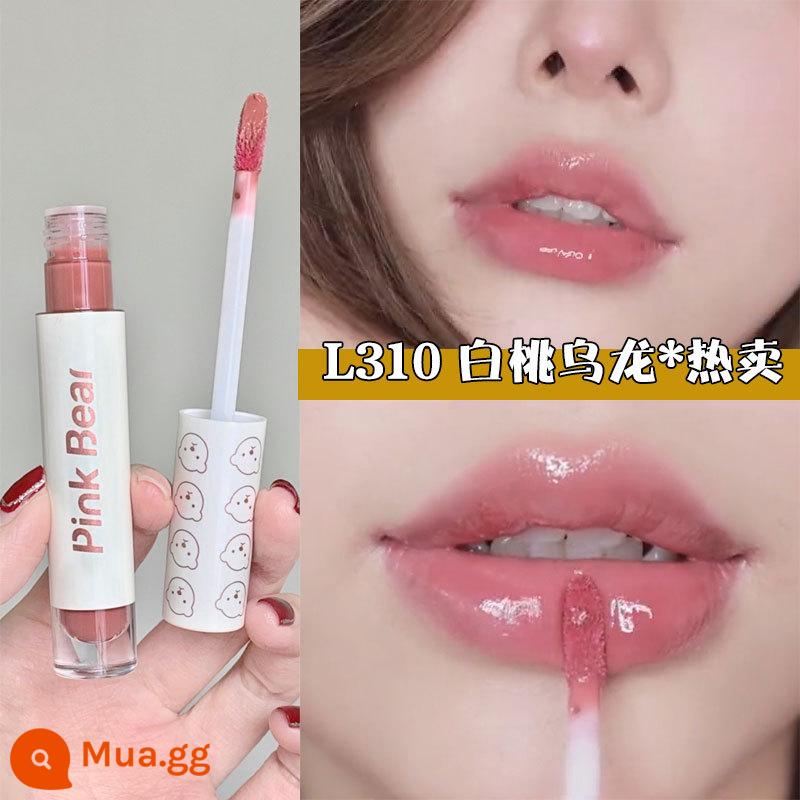 PINKBEAR Pi Ke Xiong G102 Lip Glaze Màu Trà Sữa Gương Pudding Son Môi G416 Pepper Pi Ke Xiong - L310 White Peach Oolong, màu phổ biến trong vài giây