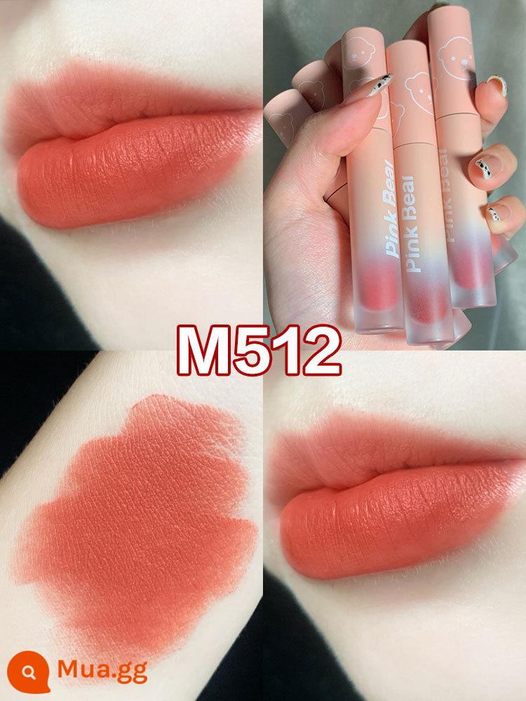 PINKBEAR Pi Ke Xiong G102 Lip Glaze Màu Trà Sữa Gương Pudding Son Môi G416 Pepper Pi Ke Xiong - Bưởi hồng có ga M512