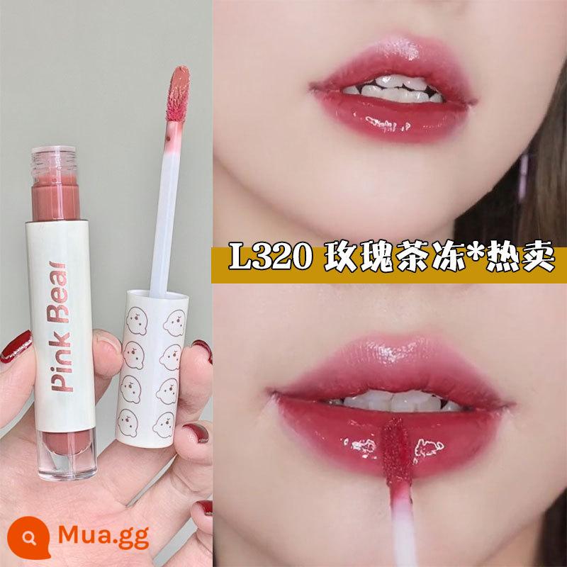 PINKBEAR Pi Ke Xiong G102 Lip Glaze Màu Trà Sữa Gương Pudding Son Môi G416 Pepper Pi Ke Xiong - L320 Thạch Trà Hoa Hồng Tính Khí Nhẹ Nhàng