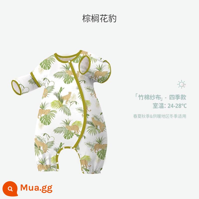 ibaby nhiệt độ không đổi tre cotton gạc cho bé chia chân túi ngủ cho trẻ sơ sinh chống đá túi ngủ mùa xuân và mùa thu đồ ngủ cho bé mỏng - [Bốn lớp gạc] Báo hoa mai