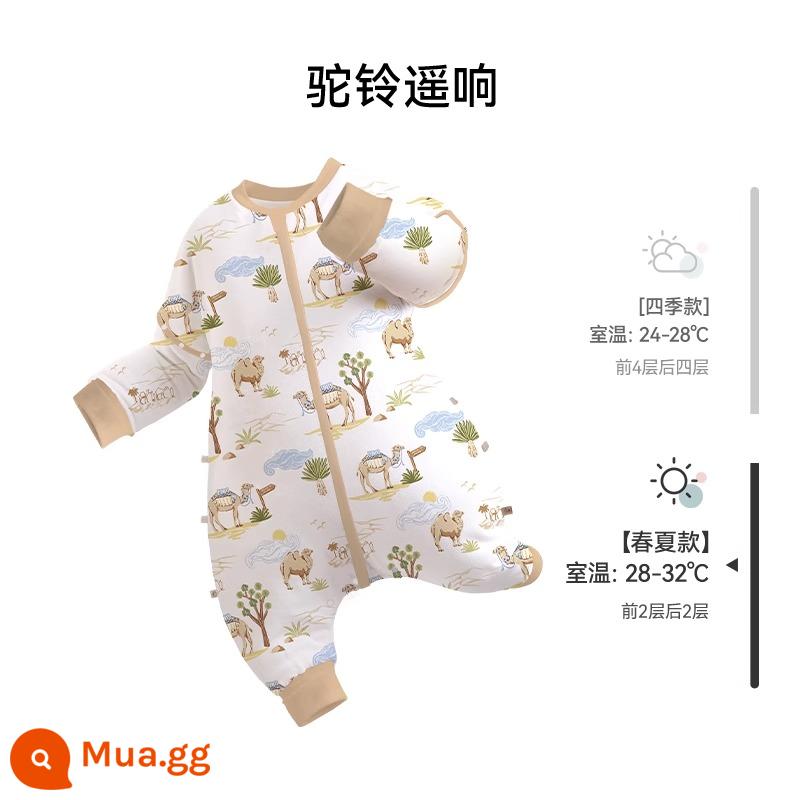 ibaby nhiệt độ không đổi tre cotton gạc cho bé chia chân túi ngủ cho trẻ sơ sinh chống đá túi ngủ mùa xuân và mùa thu đồ ngủ cho bé mỏng - [Hai lớp gạc] Tiếng chuông lạc đà vang vọng từ xa