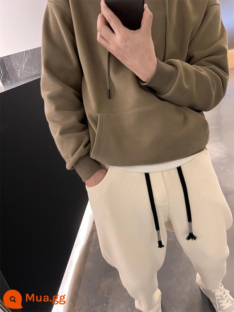 Áo Hoodie Nam Mới Mùa Thu Đông Màu Áo Hoodie Nam Cao Cấp Mỹ Dạo Phố Cao Cấp Rời Sang Trọng Áo Khoác Đệm - Xanh quân đội cộng với nhung