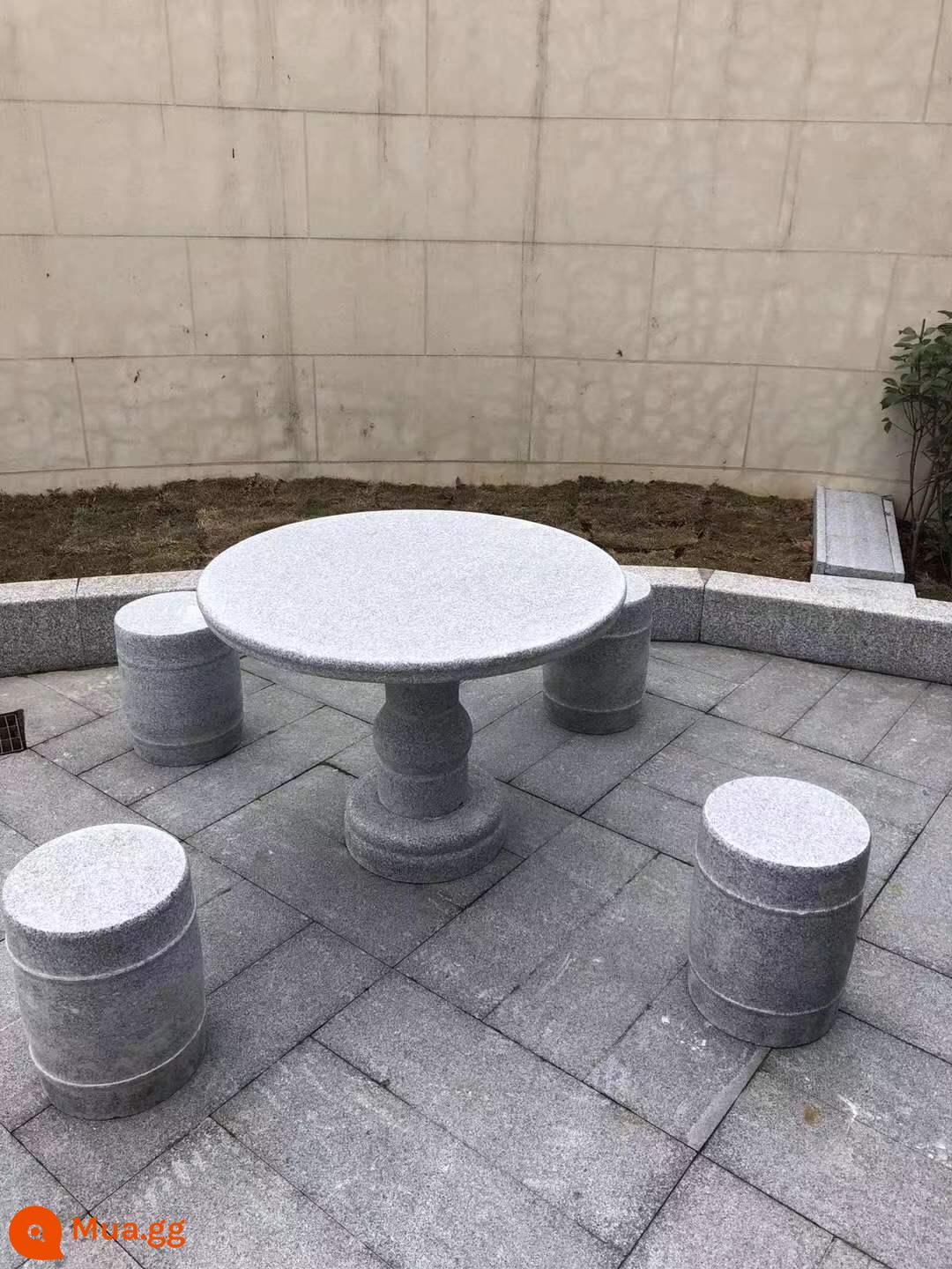 Bàn đá cẩm thạch granite bàn tròn ghế đẩu đá sân ghế vuông nhà băng ghế dự bị công viên ngoài trời ghế lưng ghế đá phiến - Bàn tròn 90cm + 4 ghế trống (chưa bao gồm phí vận chuyển)