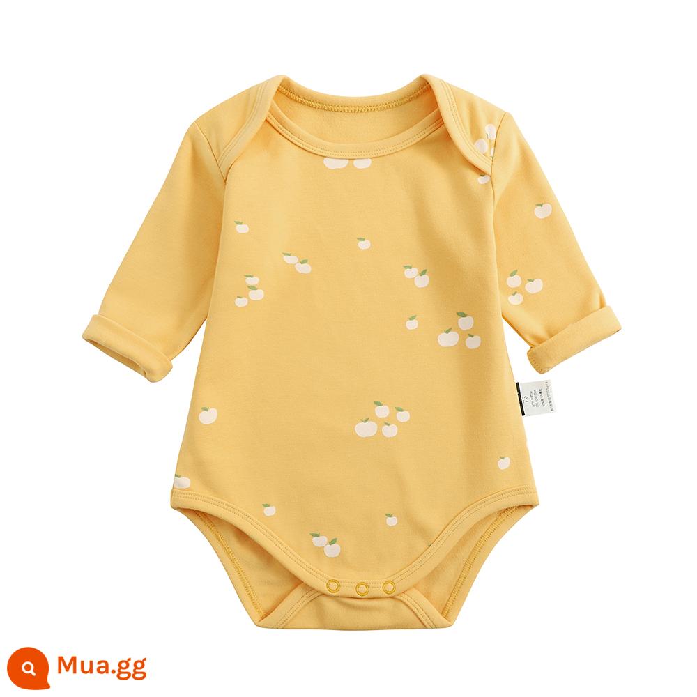 Tinypeople Phong Cách Bắc Âu Mới Cho Bé Cotton Tay Dài Tam Giác Áo Liền Quần Nam Xuân Thu Đáy Jumpsuit Cho Bé - [Táo trắng trên nền vàng]