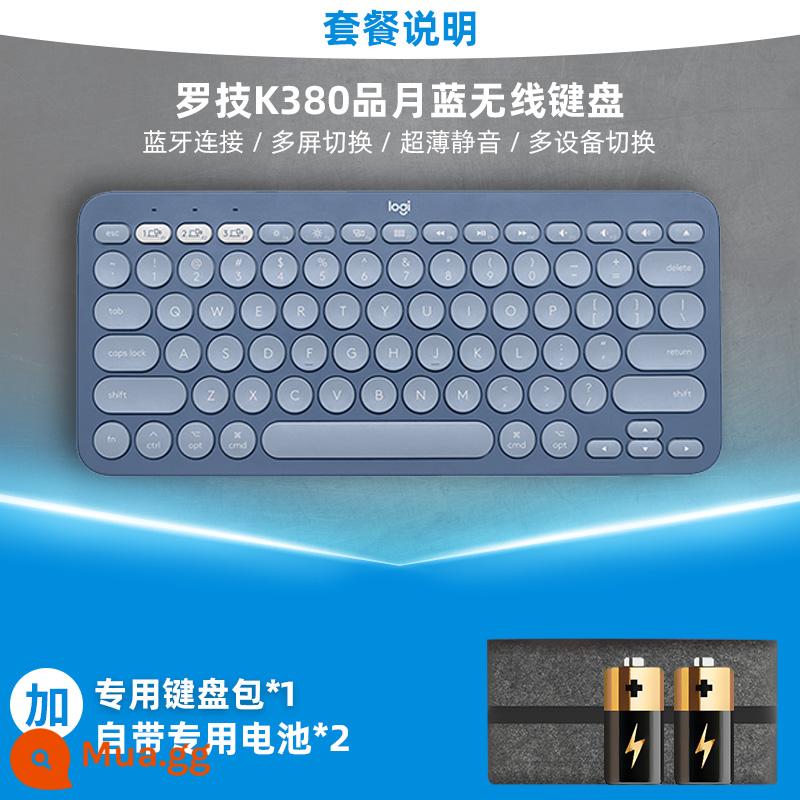 Bàn phím bluetooth không dây Logitech k380 tắt tiếng thích hợp cho máy tính bảng Apple ipad điện thoại cô gái văn phòng MAC bên ngoài - K380 Pinyue Blue + túi đựng bàn phím