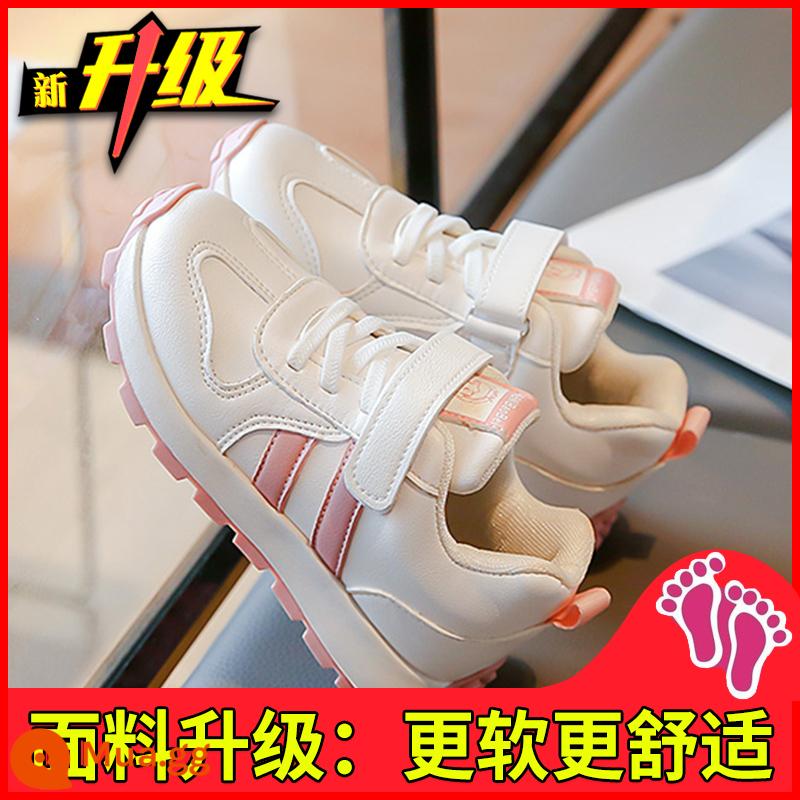 Giày Bé Gái Giày Sneaker Thu Đông 2022 Mới Cho Trẻ Em Giày Nhỏ Màu Trắng Plus Nhung Hai Bông Thu Đông Bố Giày - Bột màu trắng (phiên bản nâng cấp)