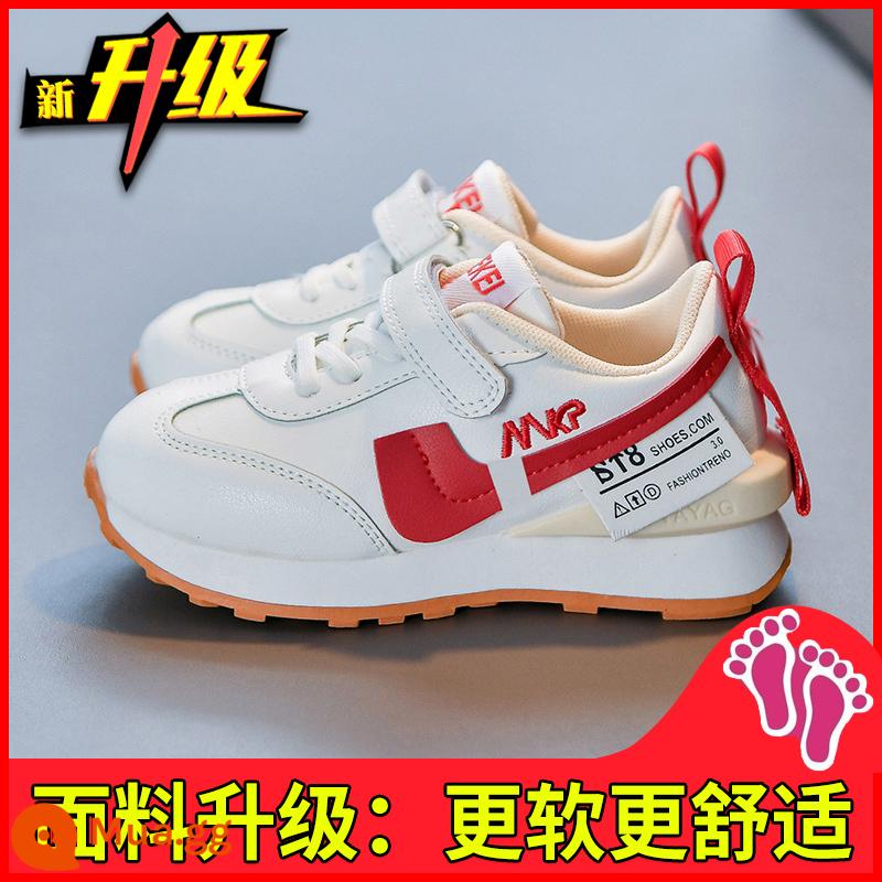 Giày Bé Gái Giày Sneaker Thu Đông 2022 Mới Cho Trẻ Em Giày Nhỏ Màu Trắng Plus Nhung Hai Bông Thu Đông Bố Giày - đỏ (nâng cấp)