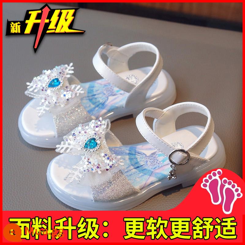 Giày sandal bé gái mùa hè 2023 mới dành cho trẻ em trung và lớn phong cách nước ngoài bé gái bé gái Giày công chúa Aisha đáy thạch mùa hè - Màu be (phiên bản nâng cấp)