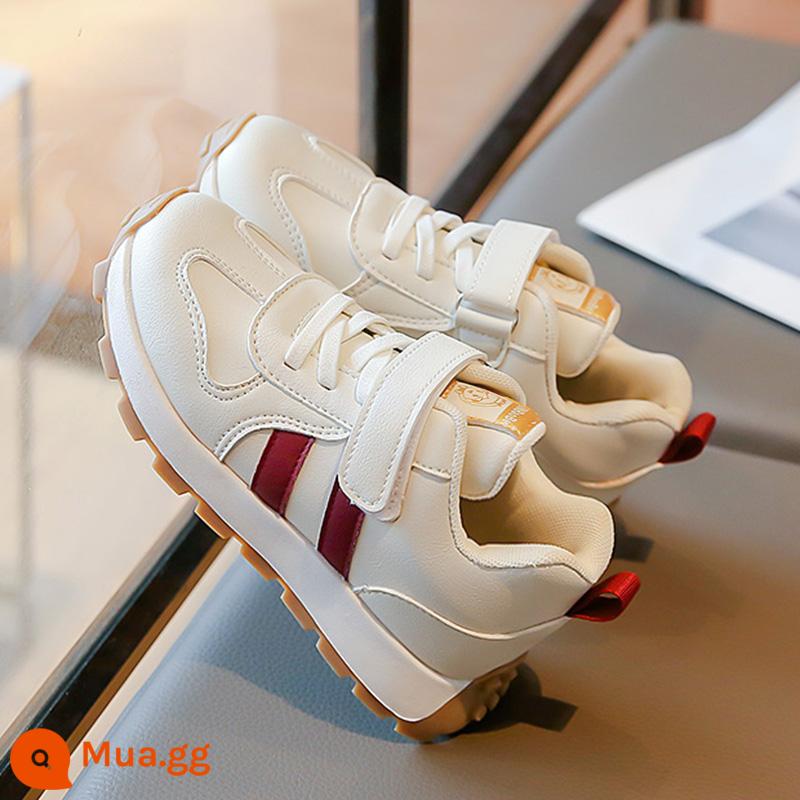 Giày Bé Gái Giày Sneaker Thu Đông 2022 Mới Cho Trẻ Em Giày Nhỏ Màu Trắng Plus Nhung Hai Bông Thu Đông Bố Giày - Be