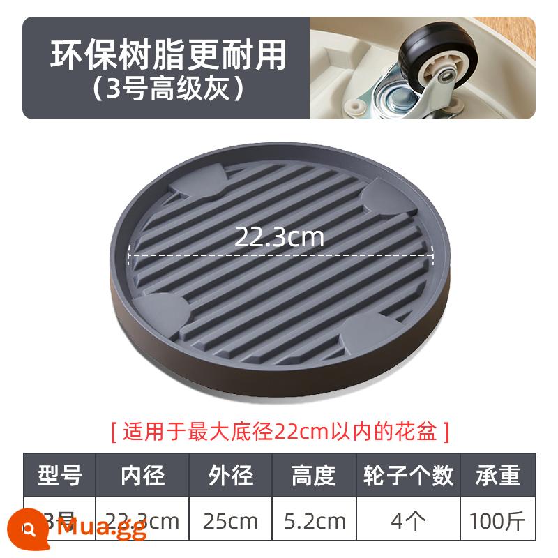 Khay chậu hoa di động với khung gầm bánh xe pad con lăn bánh xe đa năng khay nước bánh xe vô hình ròng rọc nhựa trong chậu - Số 3 tròn cao cấp màu xám [4 bánh/đường kính trong 22,3] mẫu dày nâng cấp thế hệ thứ hai