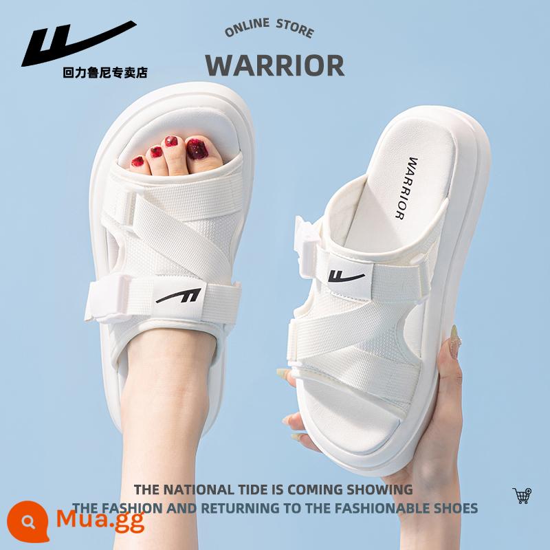 Kéo lại nhỏ Giày sandal nữ mùa hè 2023 giày thể thao đi biển Velcro phẳng bên ngoài mang giày nữ - Trắng 8058 [dép]