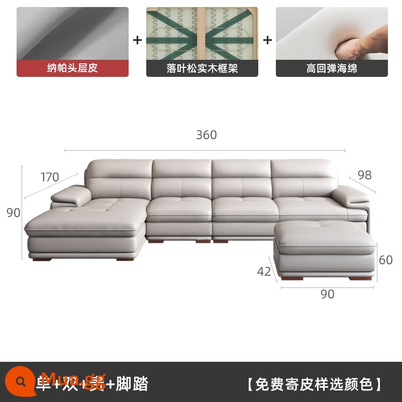 Lớp đầu tiên của ghế sofa da bò phòng khách tối giản hiện đại bên trái và bên phải căn hộ cỡ hoàng gia kết hợp ghế sofa da kiểu Bắc Âu - Bàn đạp đôi + đơn + đắt tiền + [da nappa nhập khẩu]