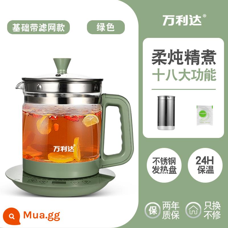 Malata sức khỏe nồi đa năng công suất lớn văn phòng tại nhà thủy tinh borosilicate cao hai mảnh pha trà ấm trà - Model cơ bản xanh + bộ lọc giữ nhiệt 24 giờ