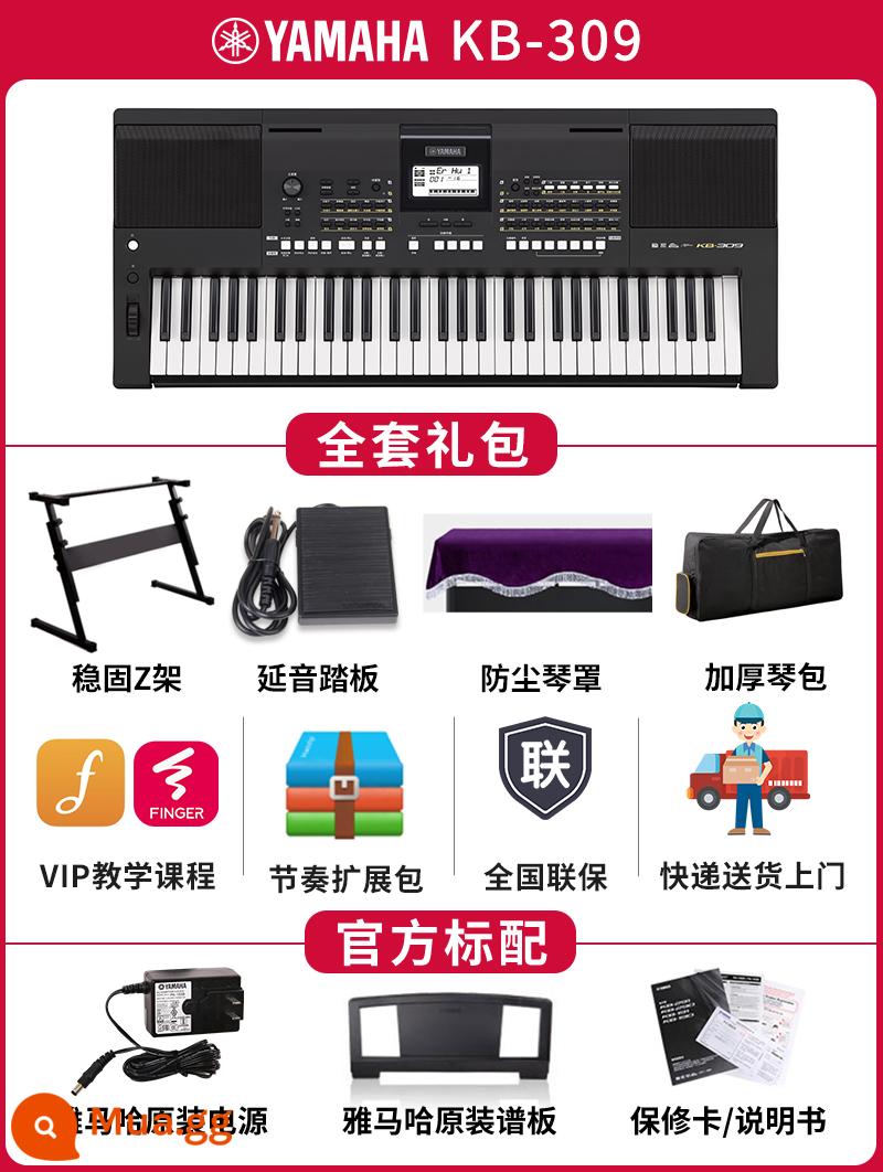 Đàn organ điện tử Yamaha KB309 308 chuyên nghiệp 61 phím giảng dạy cho trẻ em thi chứng chỉ người mới bắt đầu tại nhà nâng cấp KB291 - ✅KB-309 (đen) tiêu chuẩn chính thức + bộ phụ kiện hoàn chỉnh khung Z ổn định