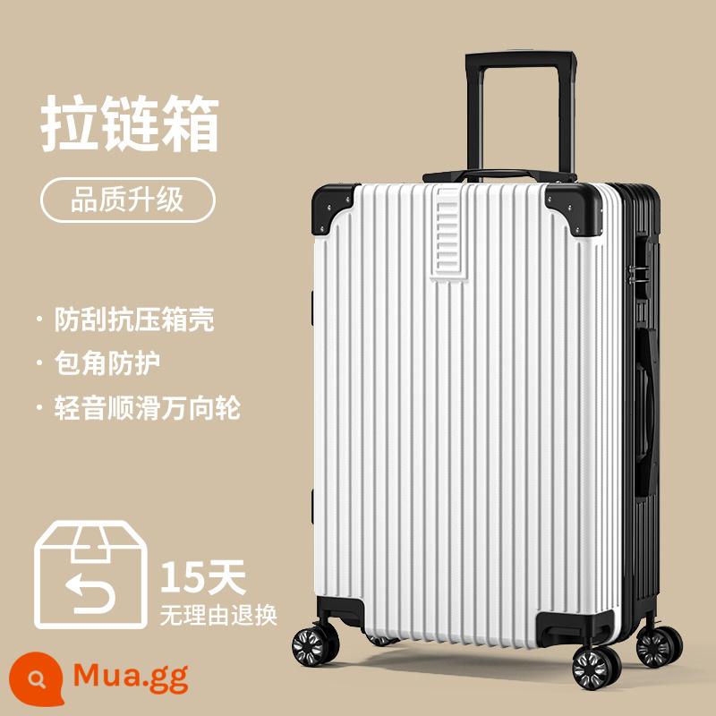 Hành Lý 2023 Phong Cách Mới Nữ Sinh Du Lịch Bánh Xe Đa Năng 24 Inch Dung Tích Lớn Khung Nhôm Nam Mật Khẩu Xe Đẩy Hộp Da - Trắng và đen [kiểu dây kéo]