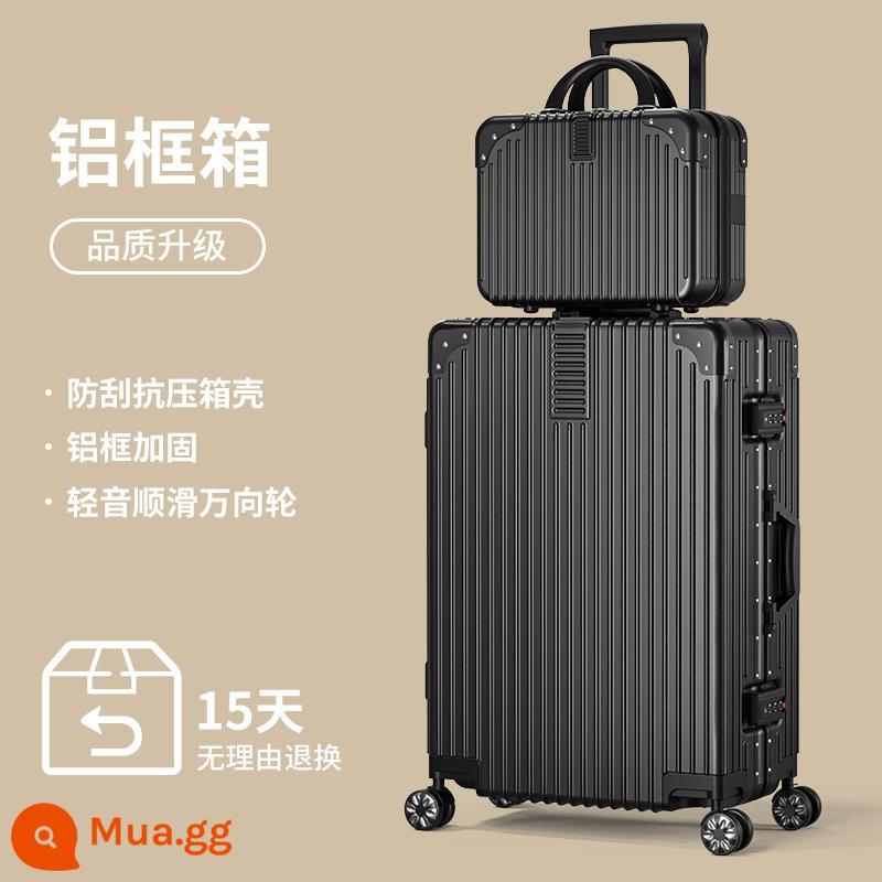 Hành Lý 2023 Phong Cách Mới Nữ Sinh Du Lịch Bánh Xe Đa Năng 24 Inch Dung Tích Lớn Khung Nhôm Nam Mật Khẩu Xe Đẩy Hộp Da - Màu đen than chì/Hộp lớn [kiểu khung nhôm]