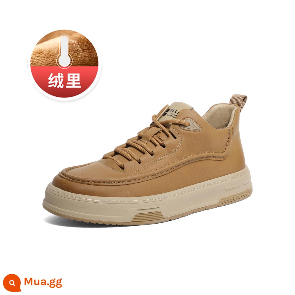 Giày Nam Belle Mùa Đông Giày Sneaker Nam 2023 Mới Đế Dày Giày Thể Thao Cao Cấp Plus Nhung A1307DD3 - nhung nâu