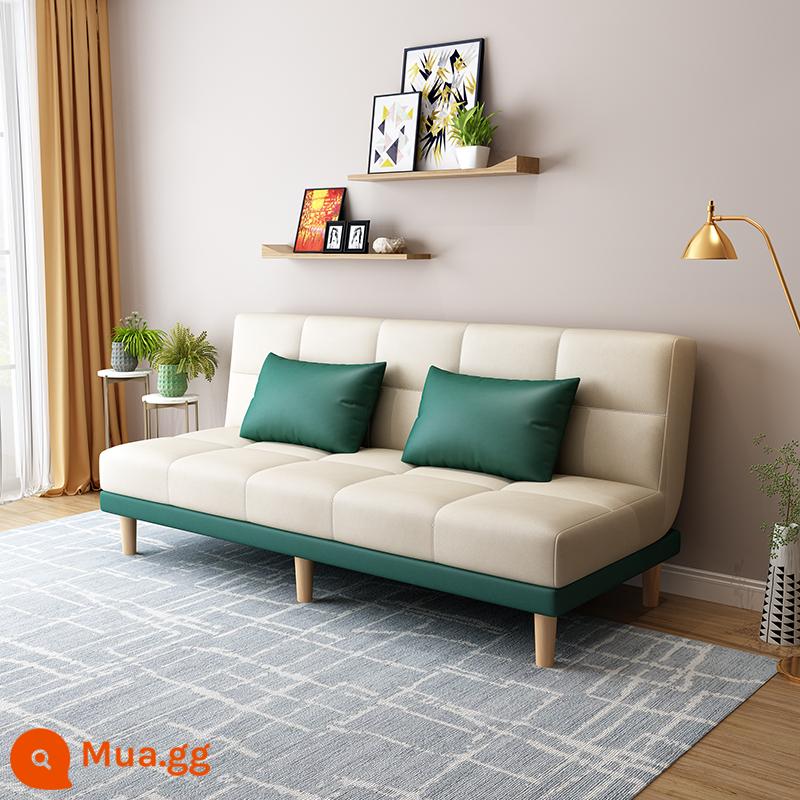 Công nghệ giường sofa vải đôi mục đích có thể gập lại căn hộ nhỏ đơn giản lưới màu đỏ phong cách phòng ngủ nghiên cứu phòng khách ba người cho thuê nhà - Vải kỹ thuật màu trắng nhạt pha xanh cổ điển (dài 1,8 mét) kèm 2 gối