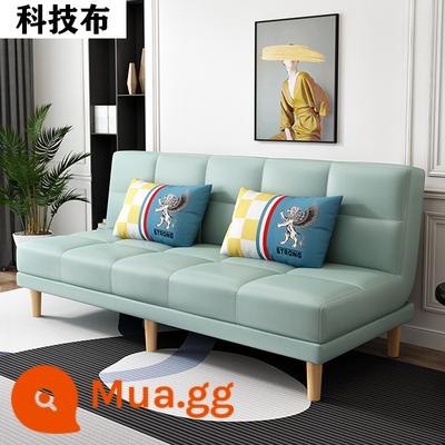 Công nghệ giường sofa vải đôi mục đích có thể gập lại căn hộ nhỏ đơn giản lưới màu đỏ phong cách phòng ngủ nghiên cứu phòng khách ba người cho thuê nhà - Vải kỹ thuật màu xanh tươi (dài 1,8 mét) kèm 2 gối