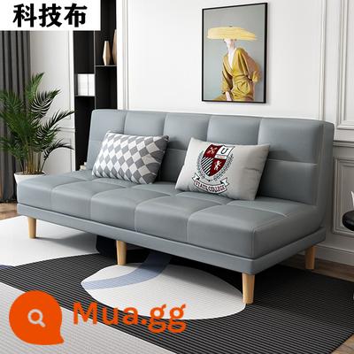 Công nghệ giường sofa vải đôi mục đích có thể gập lại căn hộ nhỏ đơn giản lưới màu đỏ phong cách phòng ngủ nghiên cứu phòng khách ba người cho thuê nhà - Vải kỹ thuật màu xám (dài 1,8m) kèm 2 gối