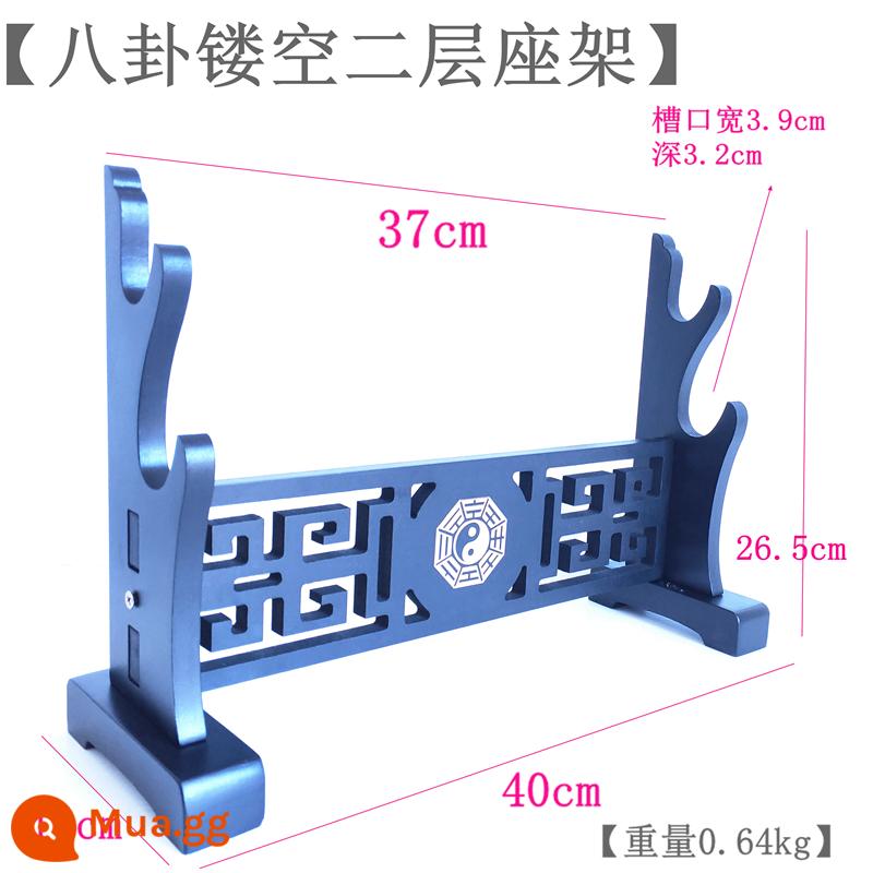 Giá đỡ kiếm rỗng cổ điển, giá đỡ kiếm, giá đựng kiếm, bát quái rồng, giá trưng bày kiếm để bàn Thái Cực Quyền, giá đựng vũ khí, giá đựng sáo và sáo - Ván mật độ Bagua rỗng khung ghế hai tầng màu đen