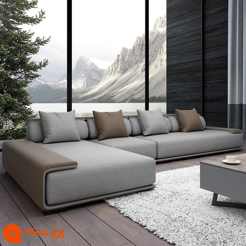 Sofa Vải Bắc Âu Phòng khách lớn và Căn hộ nhỏ có thể được làm sạch và rửa sạch sofa công nghệ tối giản hiện đại - Cà phê + xám nhạt (cotton và lanh)