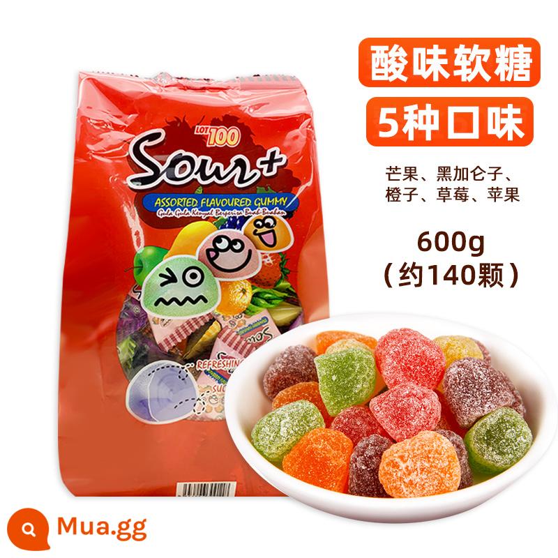 [100 phần kẹo dẻo 1kg] Malaysia LOT100 điểm bán buôn kẹo cưới trái cây xoài đa vị - [5 Vị Trái Cây] Kẹo Chua (600g | Khoảng 140 Viên)