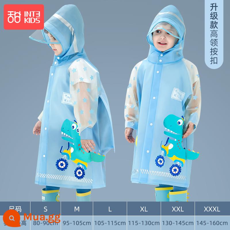 Áo mưa trẻ em bé trai bé gái chống thấm nước toàn thân 2022 new baby mẫu giáo học sinh tiểu học poncho - 03 Blue Dinosaur-JOCO [Nút chụp cổ rùa chống thấm nước được nâng cấp]