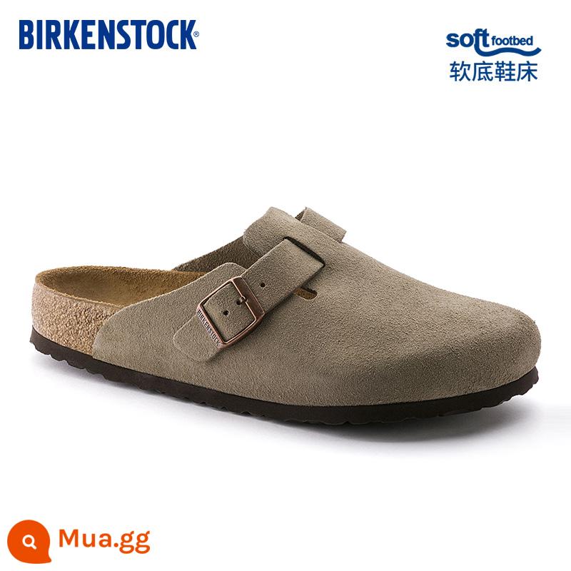 BIRKENSTOCK Dép nút chai Baotou dành cho nam và nữ, dép đế mềm thời trang Boston series - Phiên bản hẹp màu xám 560773