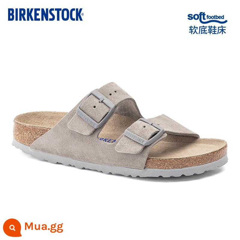 Dép đế kếp BIRKENSTOCK nam nữ kiểu dáng giống nhau nút bấm đế êm êm ái mang dòng Arizona - Phiên bản thông thường màu xám 1020507