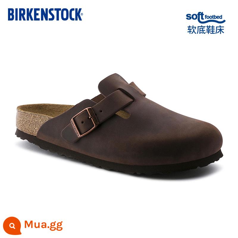 BIRKENSTOCK sản phẩm mới dành cho nam và nữ với cùng kiểu dáng dép Baotou ngoài trời đế mềm phù hợp với tất cả các dòng Boston - Havana Phiên Bản Thường 0159711