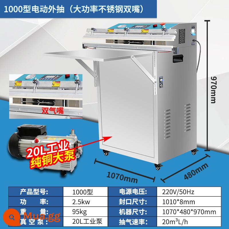 Máy đóng gói chân không cao -công suất hoàn toàn tự động máy bơm bên ngoài thực phẩm đóng gói Máy đóng gói đóng gói và bơm hơi - Model 1000 máy bơm công suất lớn miệng đôi bằng thép không gỉ