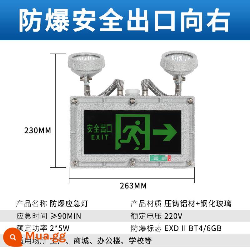 Chiếu sáng khẩn cấp hai đầu chống cháy nổ điện áp thấp chống cháy nổ 12v24v36vled chiếu sáng an toàn lối thoát hiểm biển báo sơ tán - Lối thoát hiểm an toàn kép chống cháy nổ [đèn khẩn cấp + bên phải] 220v